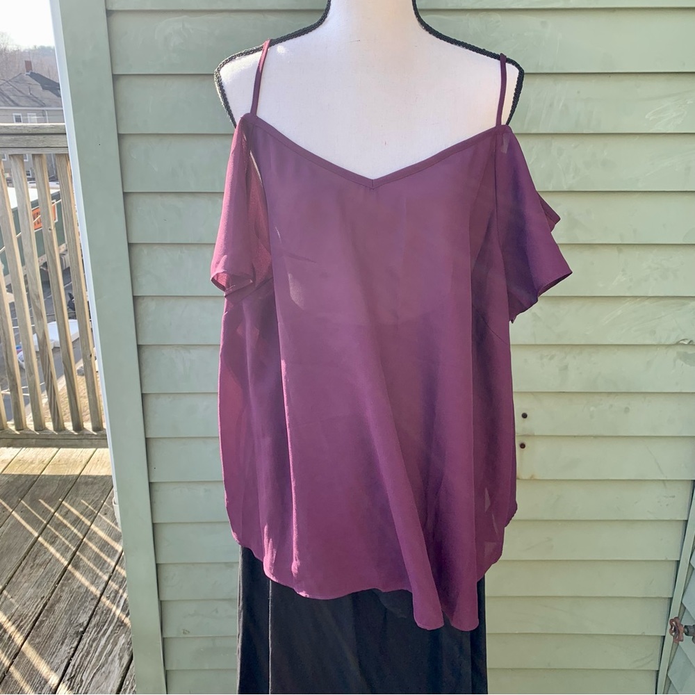 SIMPLY BE Plum Purple Cold Shoulder Camisole Cami Shear Blouse Plus Size 20